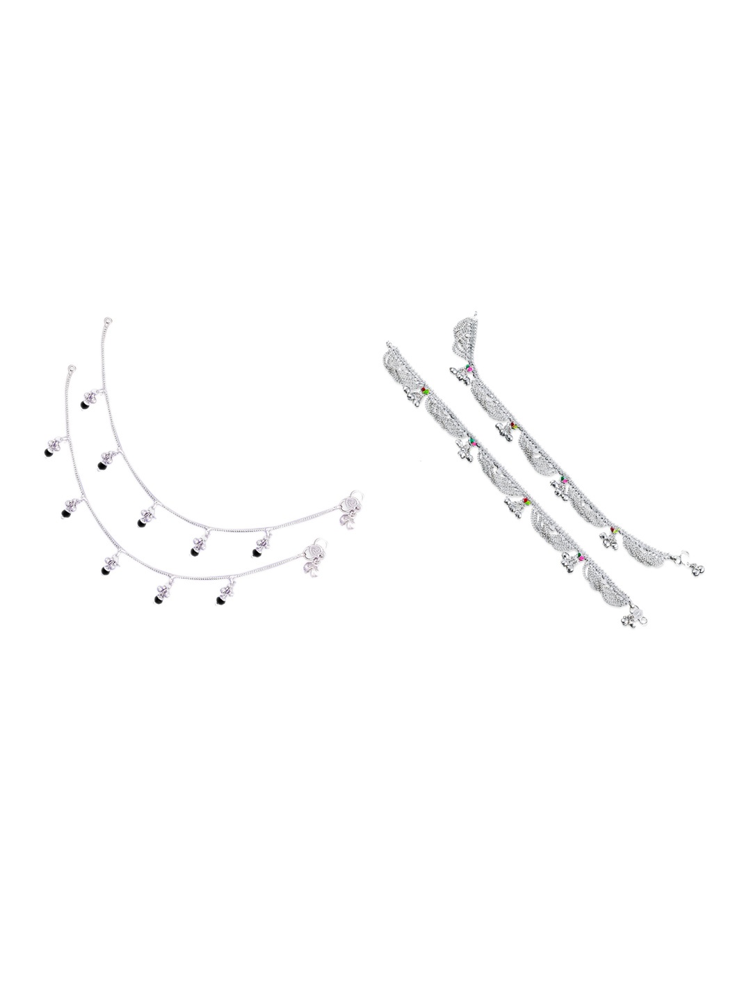 

RUHI COLLECTION Set Of 4 Silver-Plated Beaded Anklets