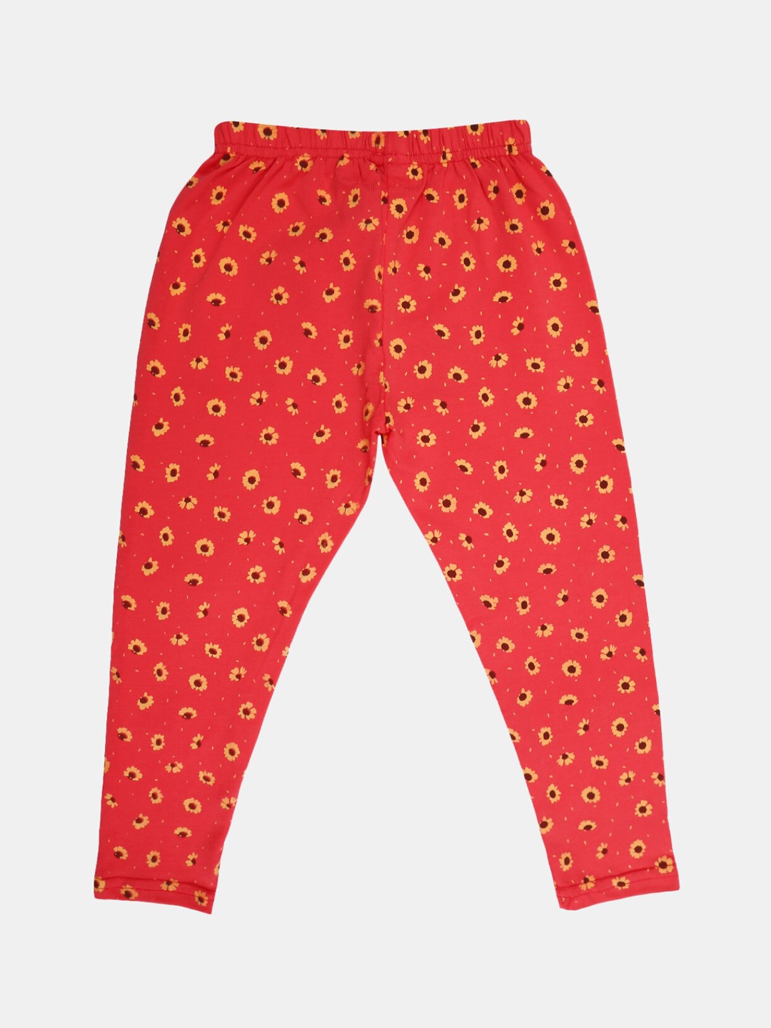

V-Mart Girls Floral Printed Ankle-Length Leggings, Orange