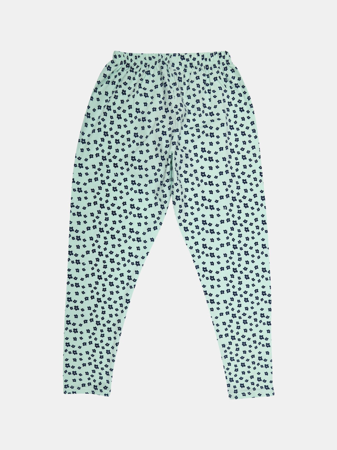 

V-Mart Girls Printed Cotton Lycra Ankle-Length Leggings, Green