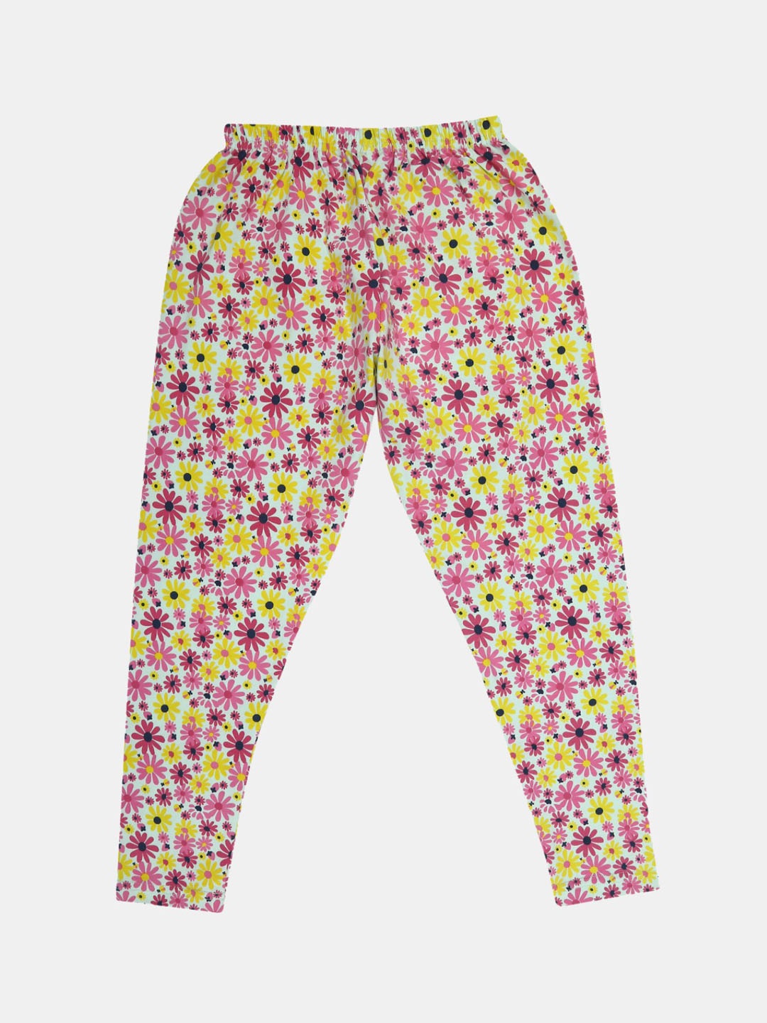 

V-Mart Girls Printed Cotton Lycra Ankle-Length Leggings, Yellow