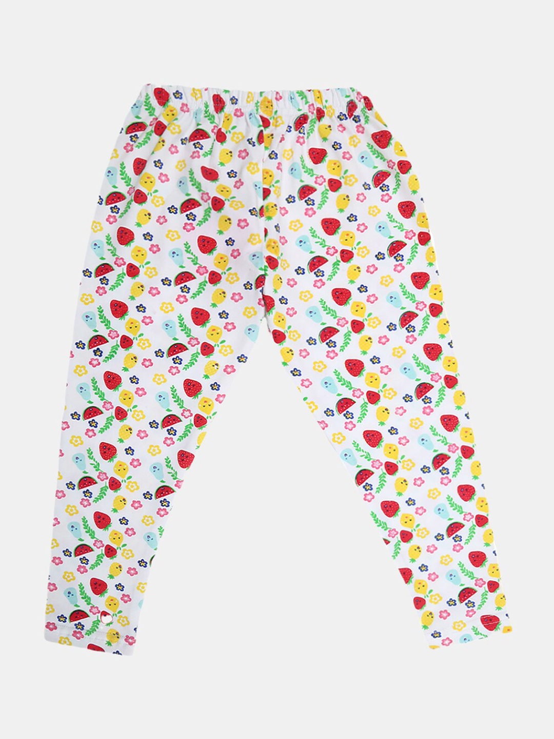 

V-Mart Girls Printed Churidar Length Cotton Lycra Leggings, White