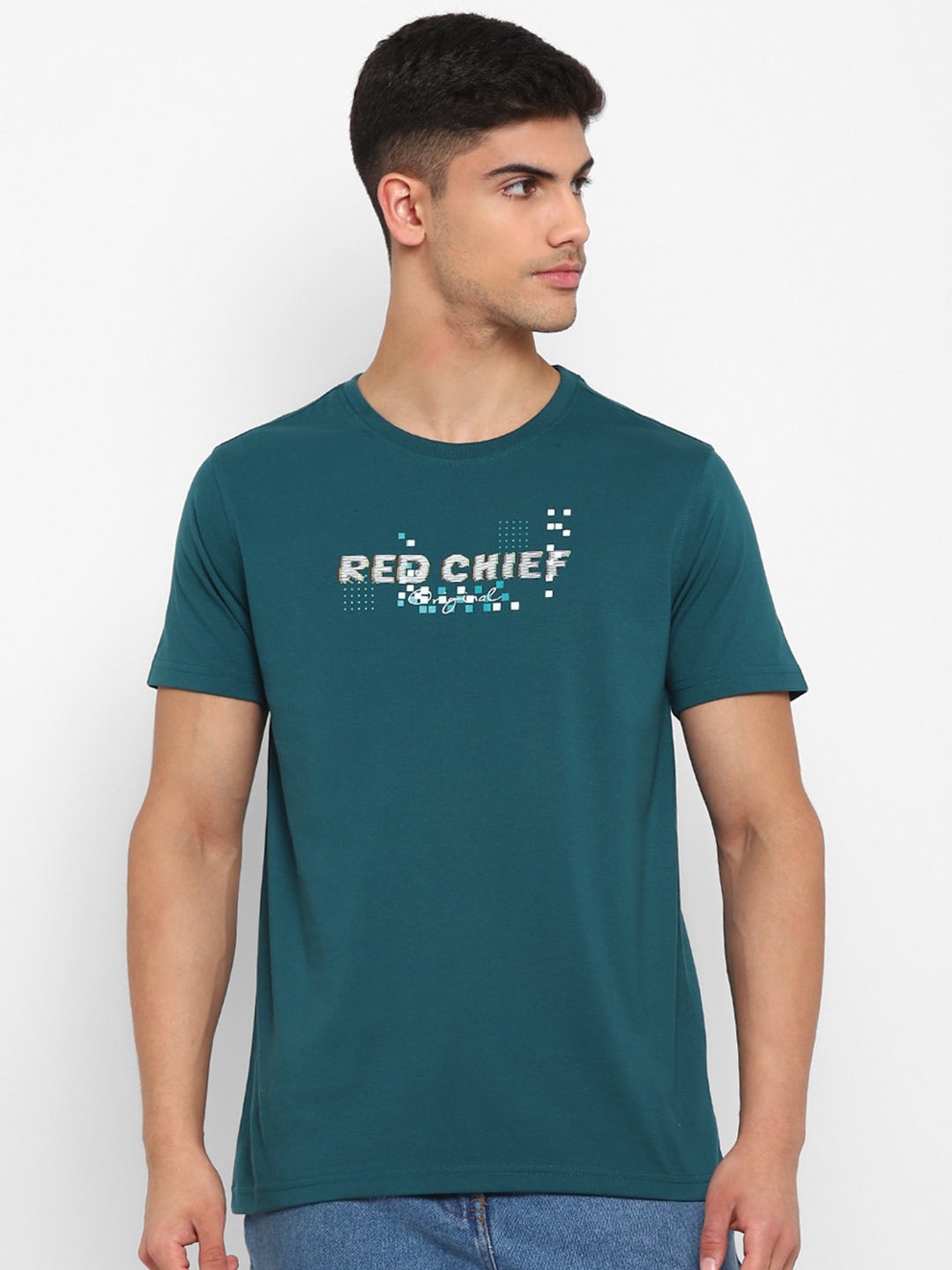 

Red Chief Typography Printed Round Neck T-shirt, Green