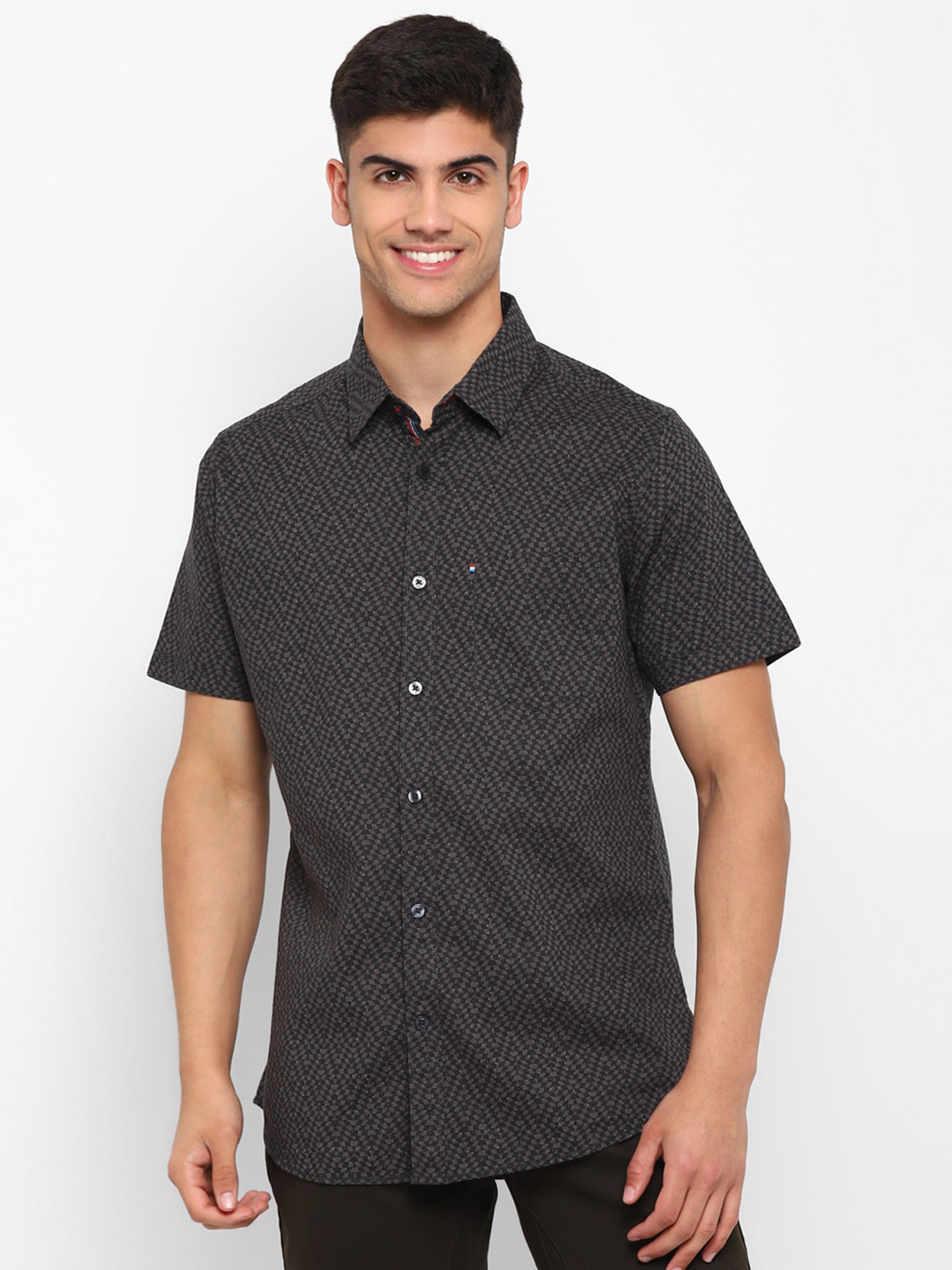 

Red Chief Slim Fit Geometric Printed Cotton Casual Shirt, Grey