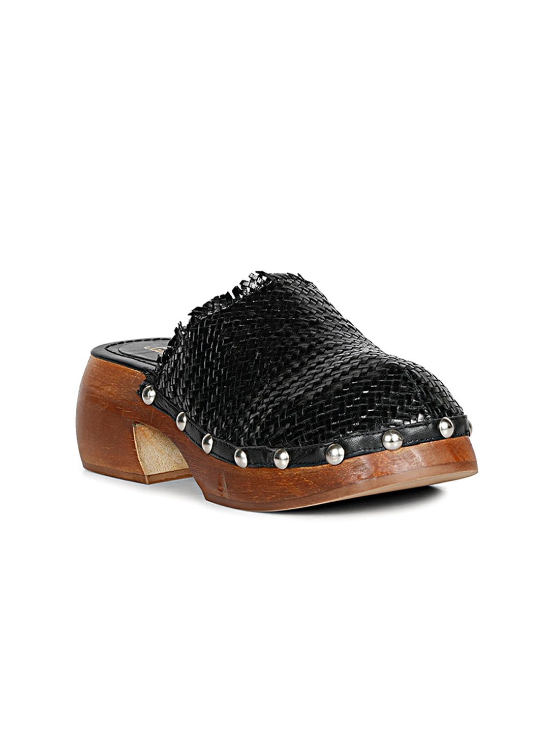 

Saint G Embellished Leather Block Mules, Black