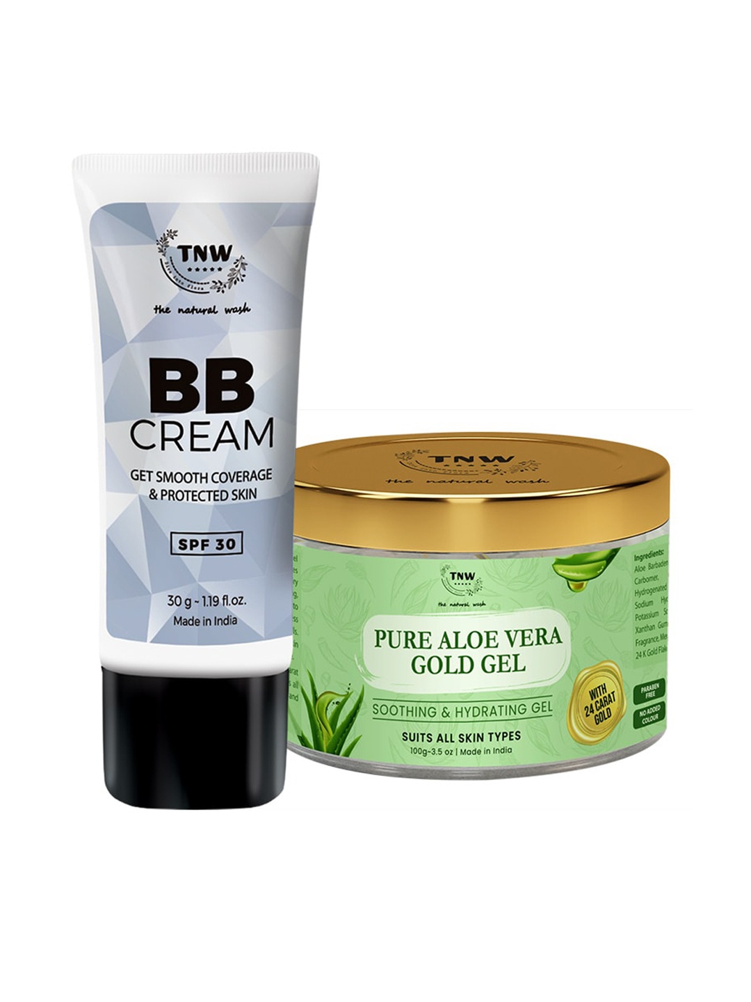 

TNW the natural wash Set of BB Cream - Medium Shade & Pure Aloevera Gold Gel, Beige