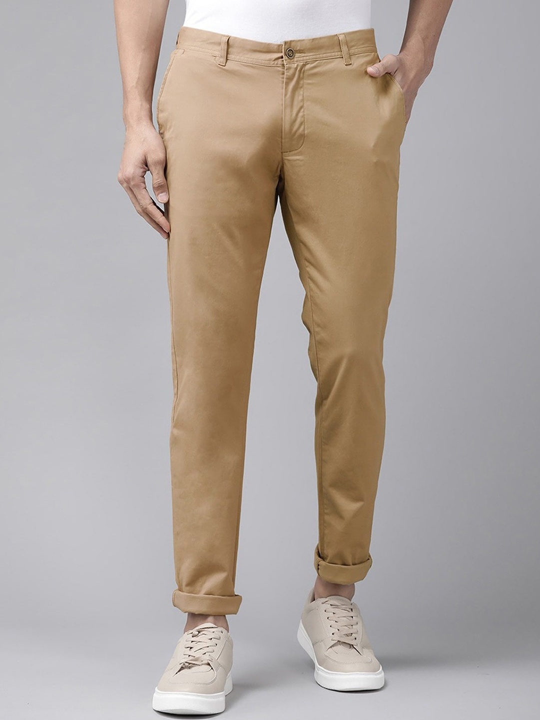 

FUBAR Men Slim Fit Easy Wash Chinos Trousers, Beige