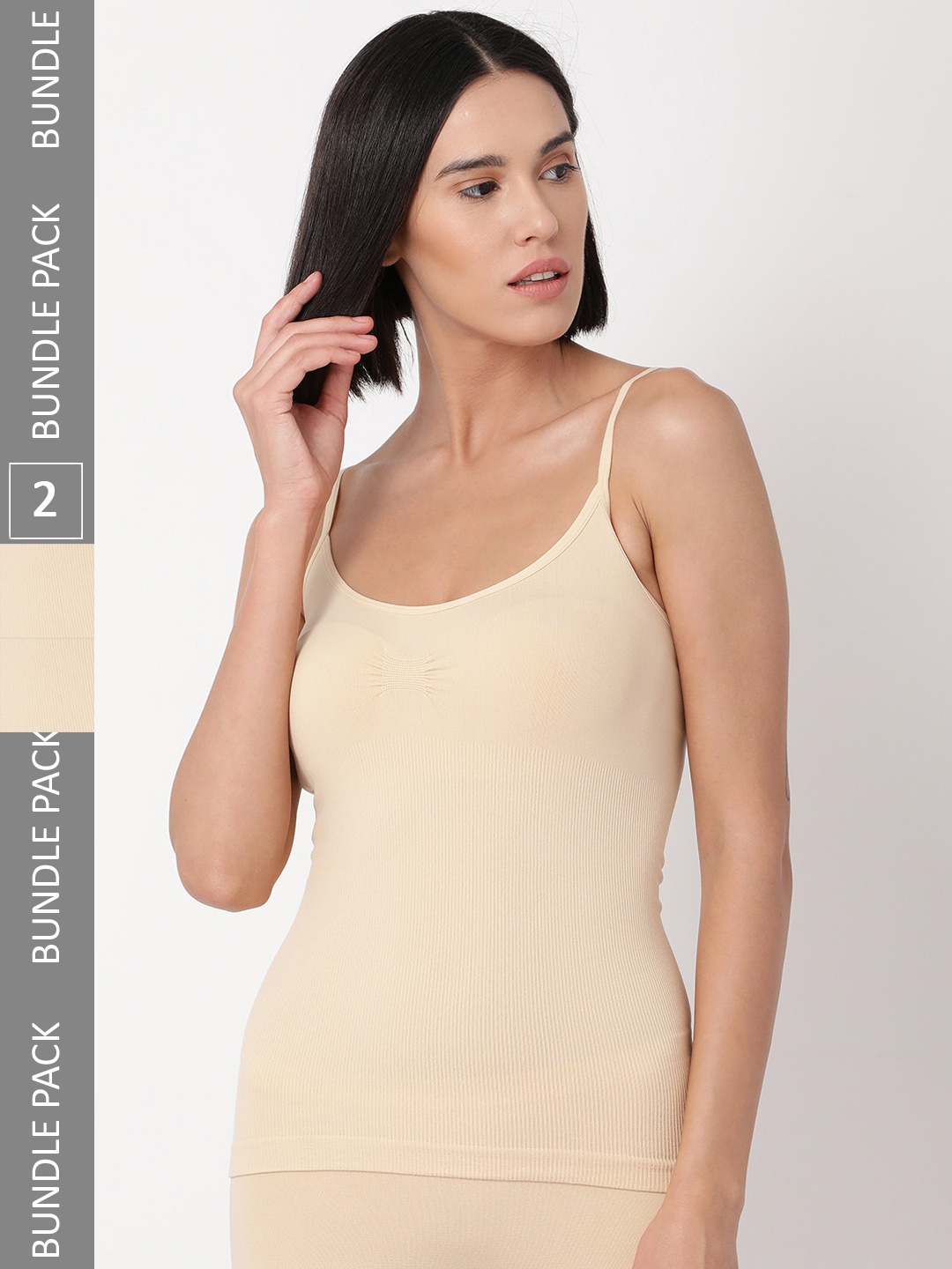 

GOLDSTROMS Pack Of 2 Non-Padded Seamless Cotton Camisoles, Beige