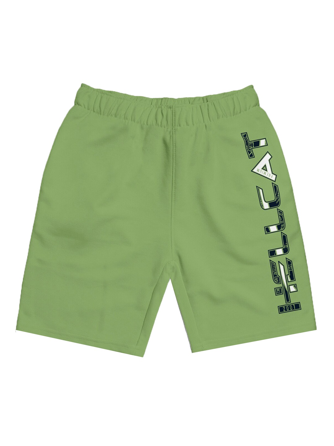 

HELLCAT Girls Typography Printed Mid Rise Knitted Cotton Shorts, Green