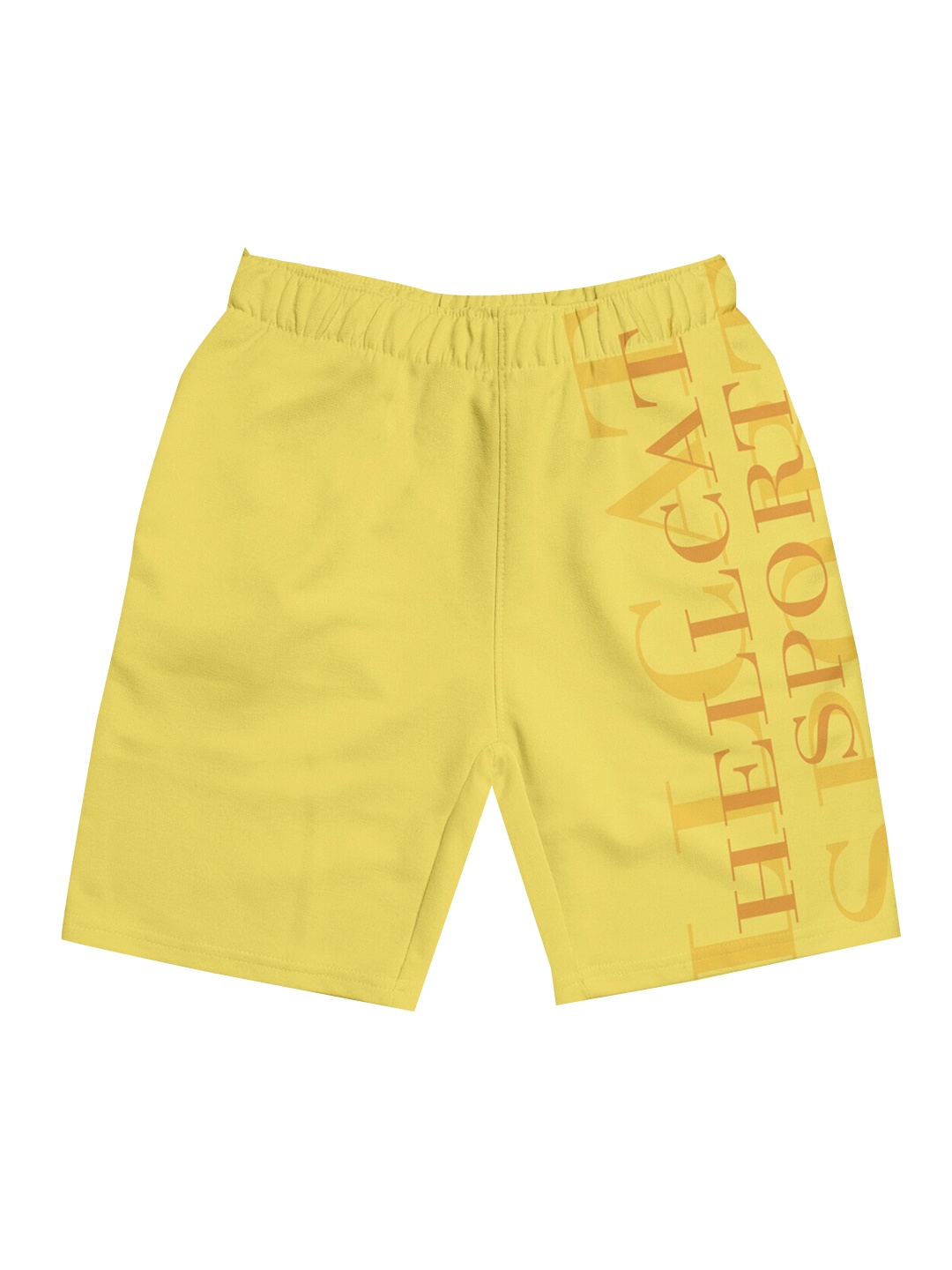 

HELLCAT Girls Typography Printed Mid Rise Knitted Cotton Shorts, Yellow