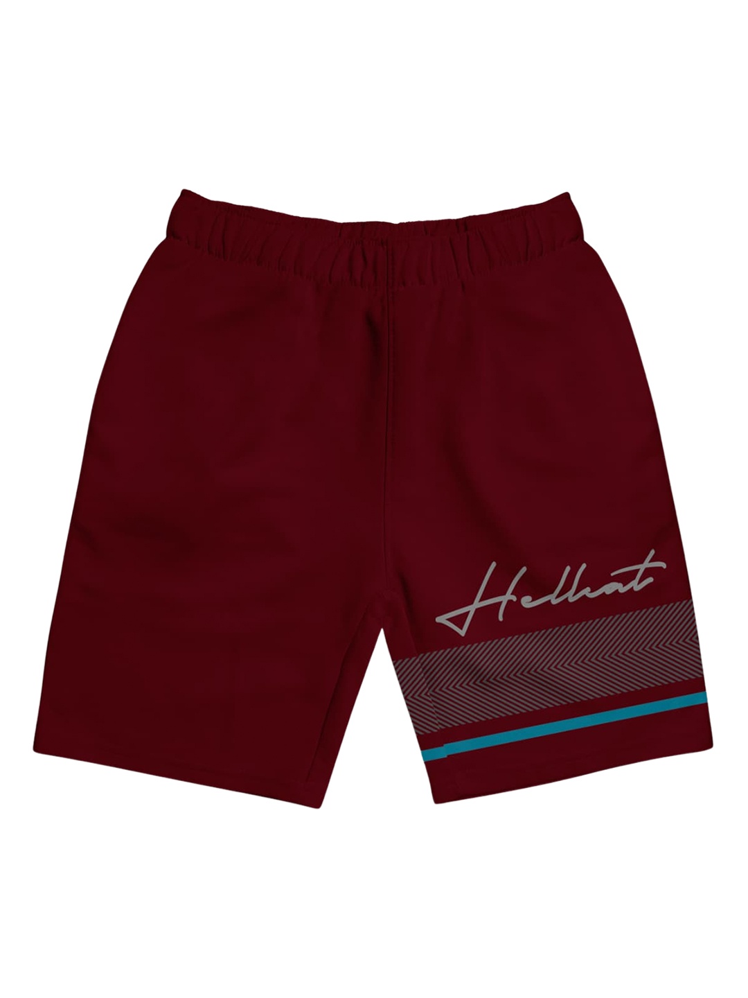 

HELLCAT Girls Typography Printed Mid Rise Knitted Cotton Shorts, Burgundy