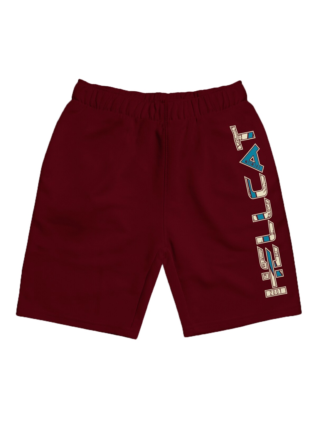 

HELLCAT Girls Typography Printed Mid Rise Knitted Cotton Shorts, Burgundy
