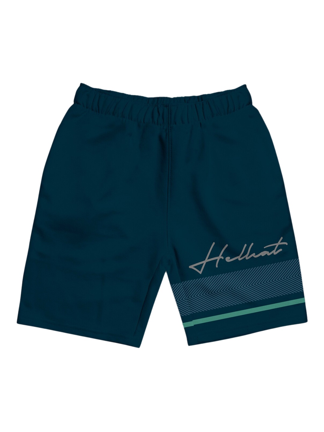 

HELLCAT Girls Typographic Printed Mid-Rise Cotton Shorts, Teal