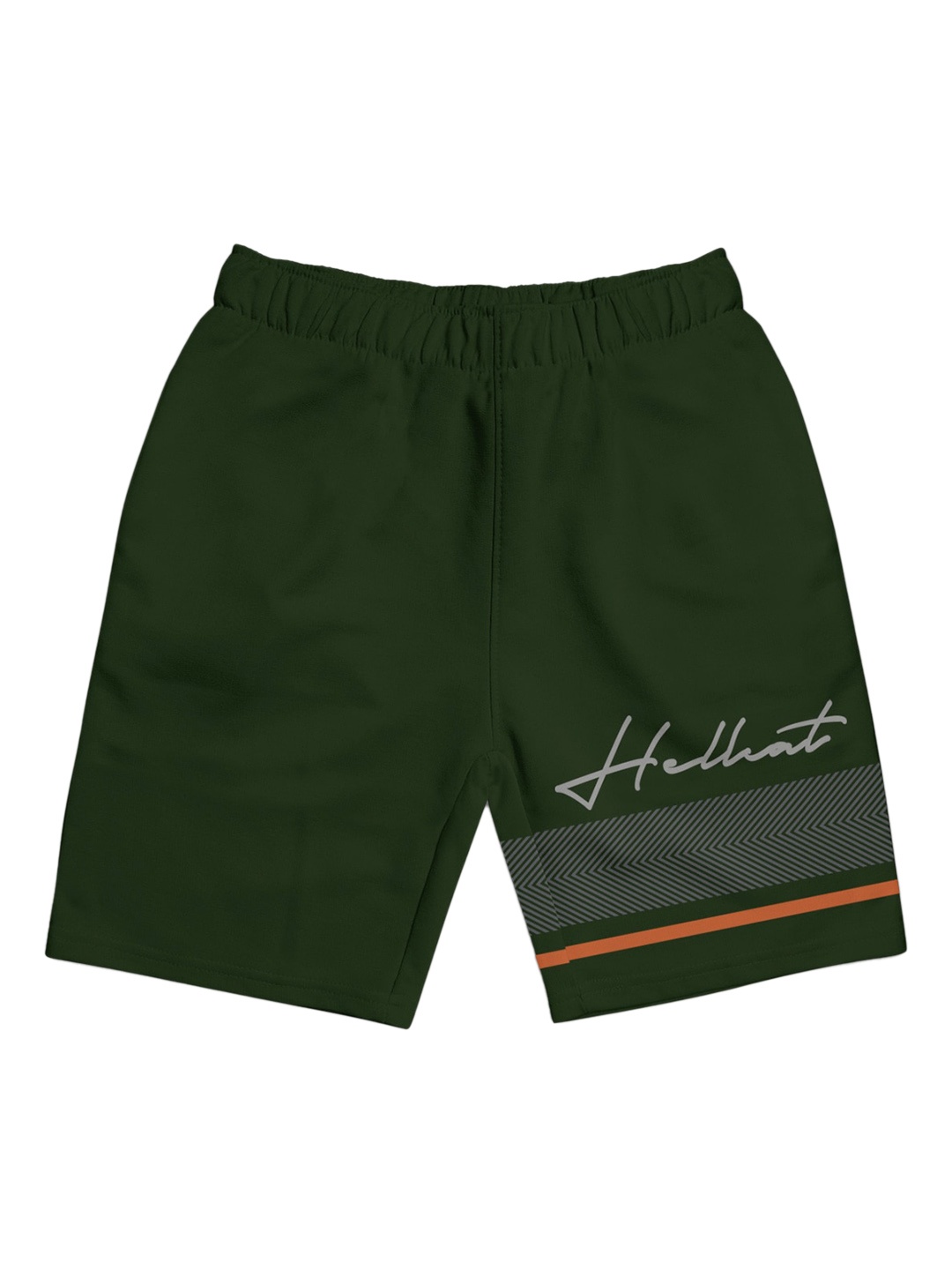 

HELLCAT Girls Typographic Printed Mid-Rise Cotton Shorts, Olive