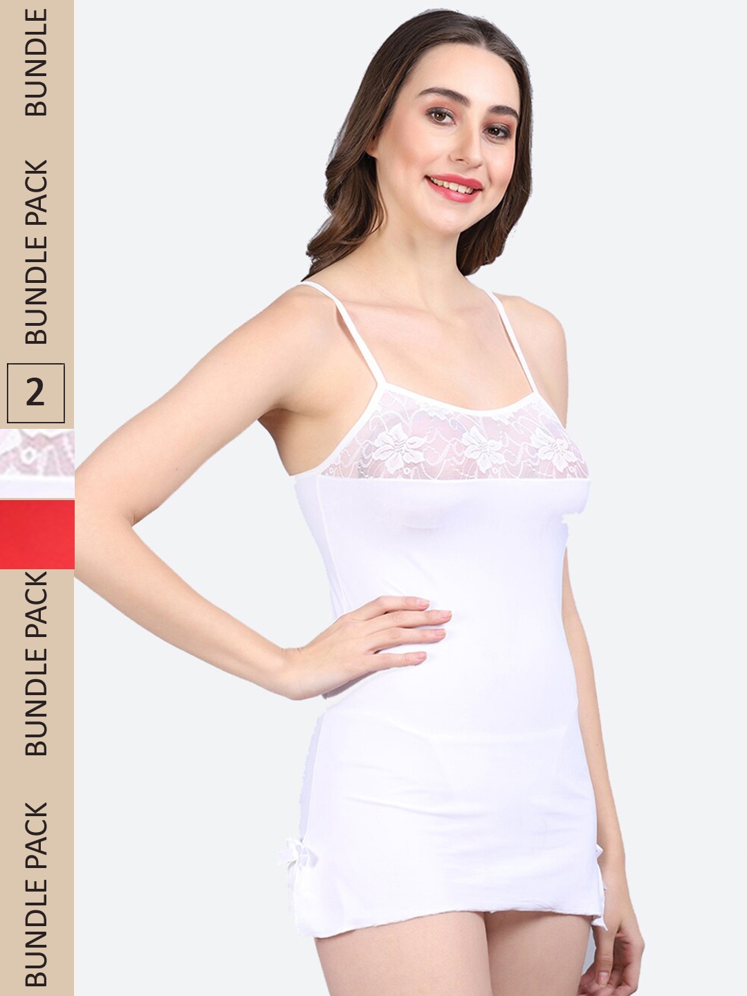 

Fleurt Pack Of 2 Shoulder Straps Baby Doll With Briefs, White