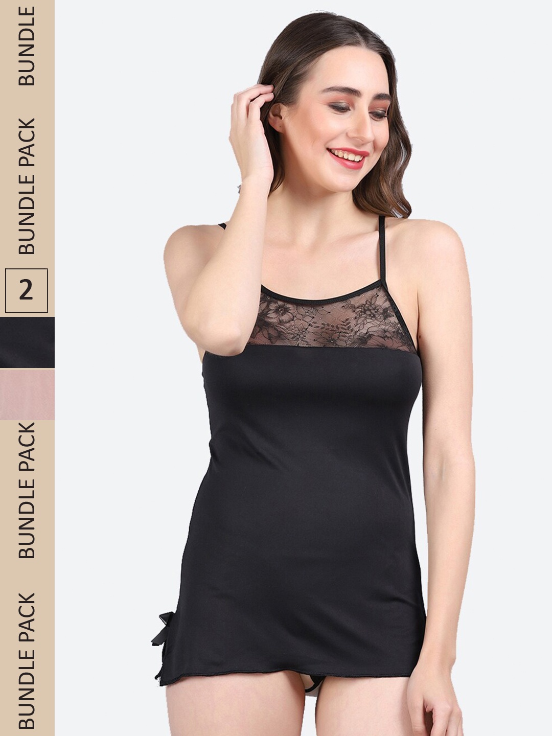 

Fleurt Pack of 2 Shoulder Straps Baby Doll, Black
