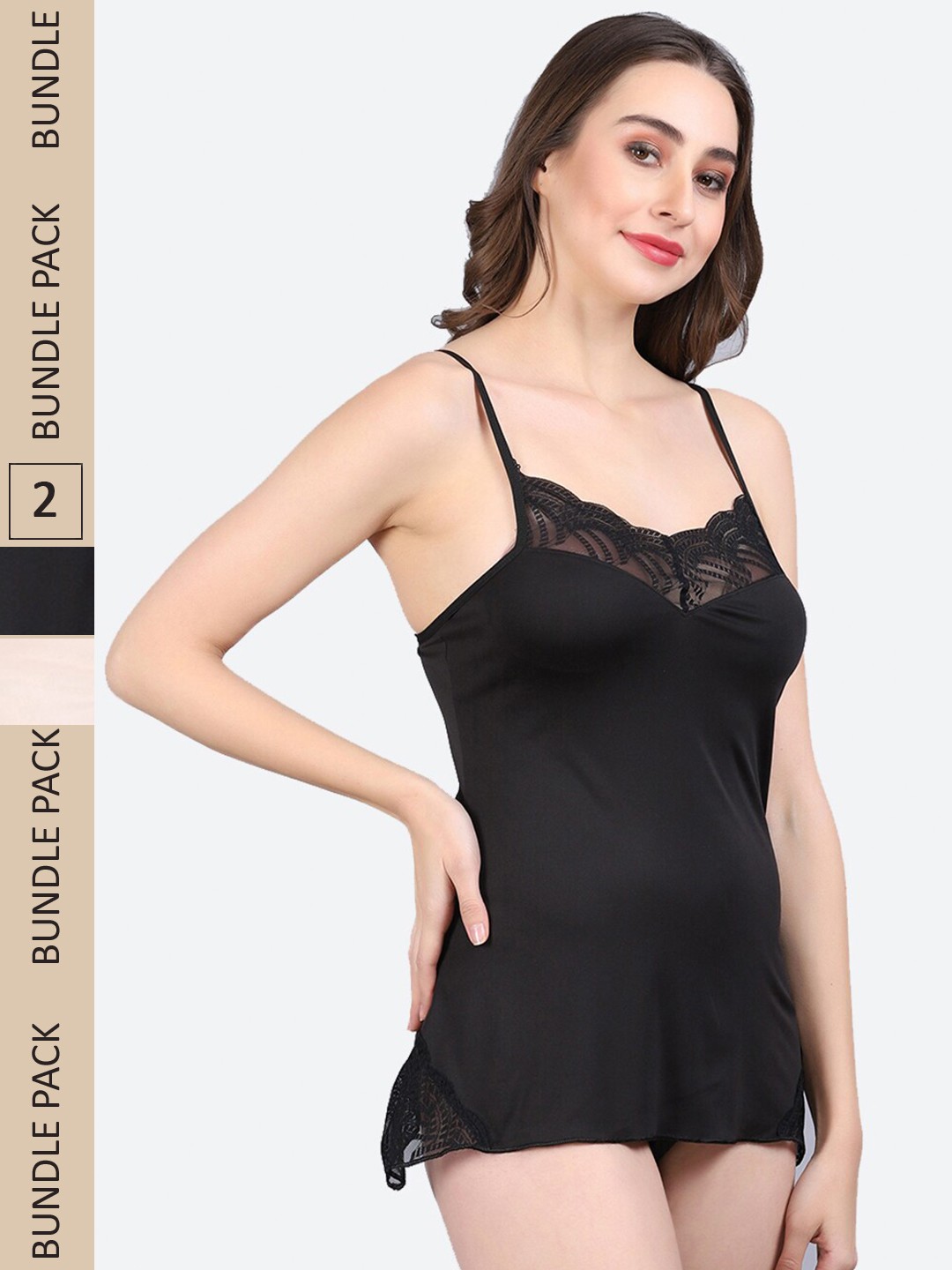 

Fleurt Pack Of 2 Shoulder Strap Baby Doll, Black