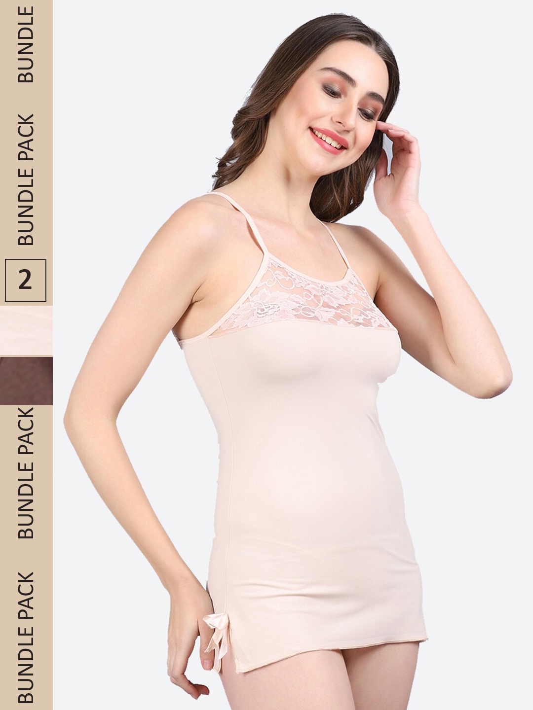

Fleurt Pack Of 2 Shoulder Strap Baby Doll, Beige