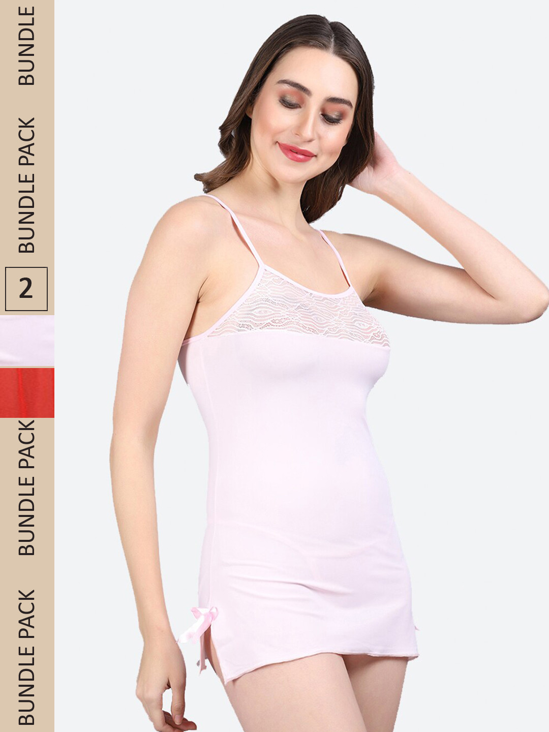 

Fleurt Pack Of 2 Shoulder Strap Baby Doll, Pink