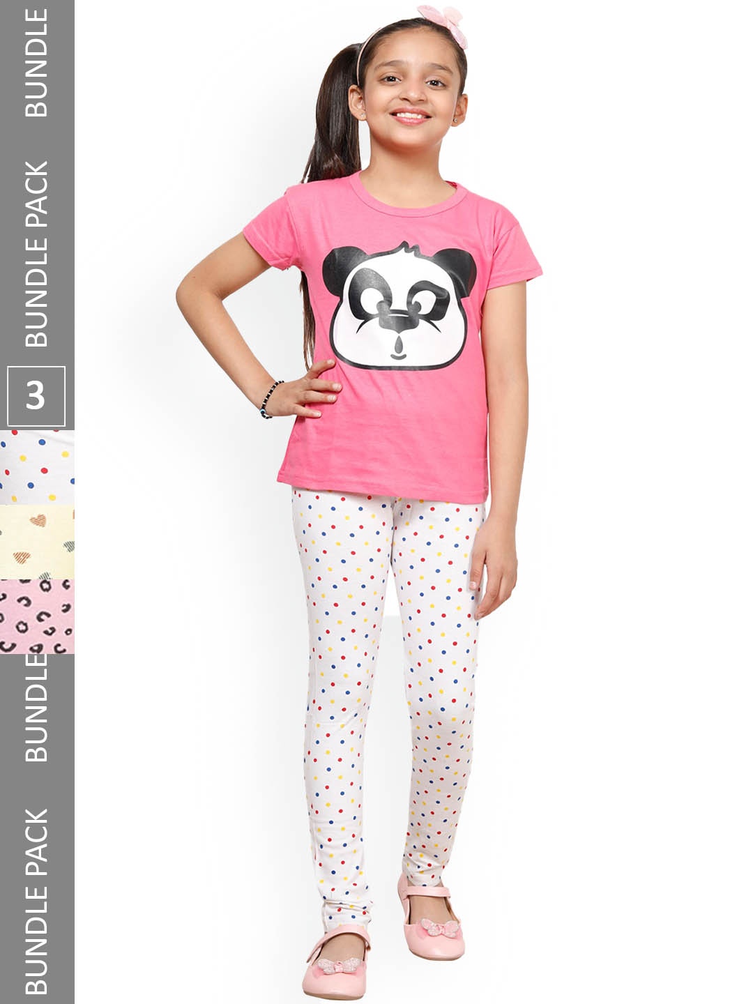 

IndiWeaves Girls Pack Of 3 Conversational Printed Pure Cotton Ankle Length Leggings, White