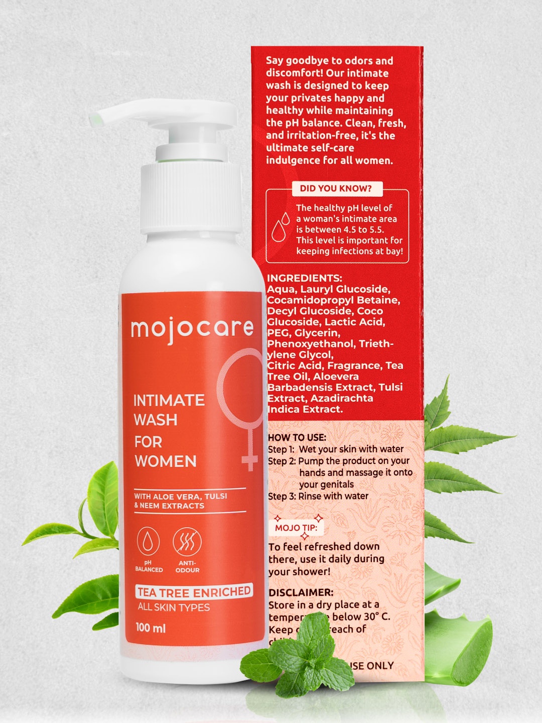 

Mojocare Women Intimate Foaming Wash with Aloe Vera & Neem - 100ml, Red