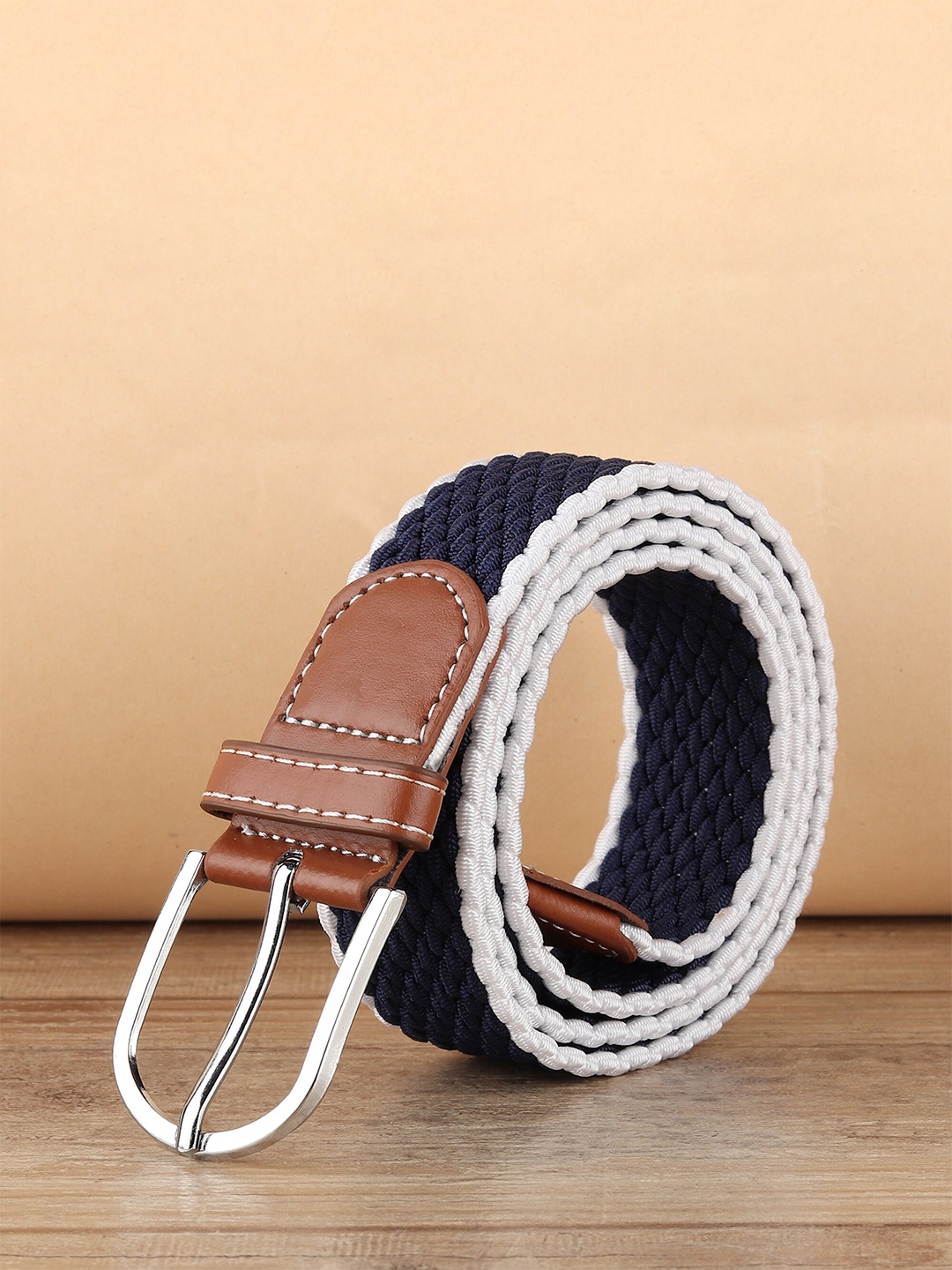 

Mast & Harbour Women Braided Reversible Stretchable Tang Belt, Blue