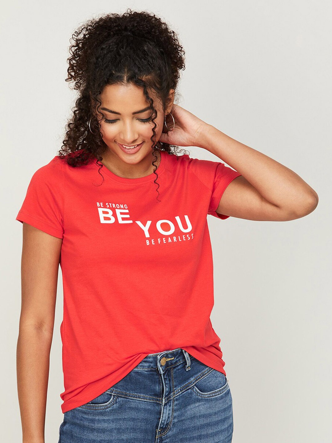 

Fame Forever by Lifestyle Typography Printed Pure Cotton T-Shirt, Red