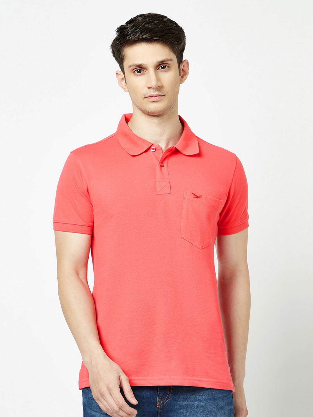 

HiFlyers Polo Collar Short Sleeves Cotton T-shirt, Coral