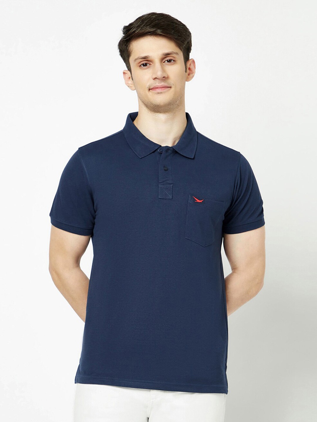 

HiFlyers Polo Collar Short Sleeves Cotton T-shirt, Navy blue