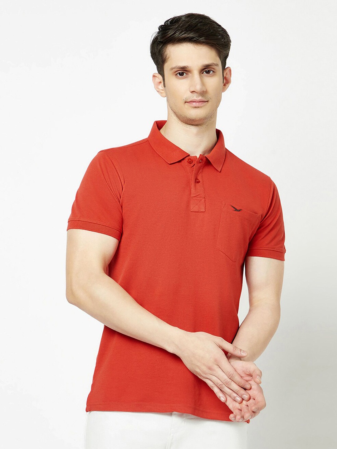 

HiFlyers Polo Collar Short Sleeves Cotton T-shirt, Rust