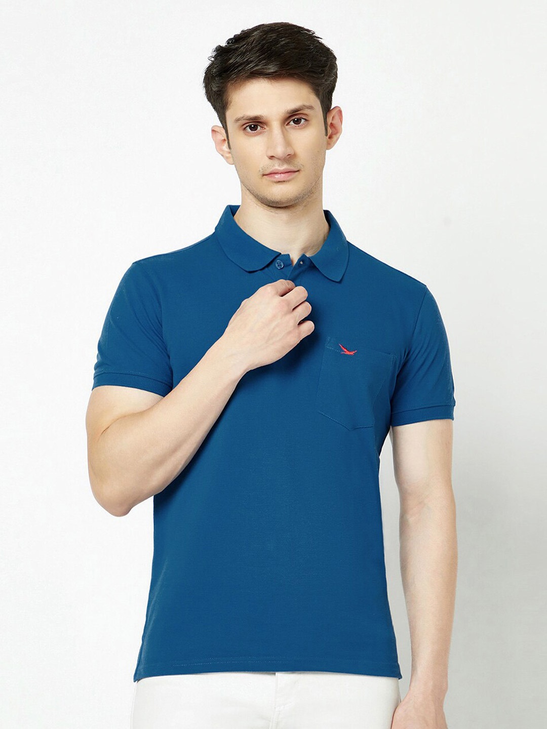 

HiFlyers Polo Collar Short Sleeves Cotton T-shirt, Blue
