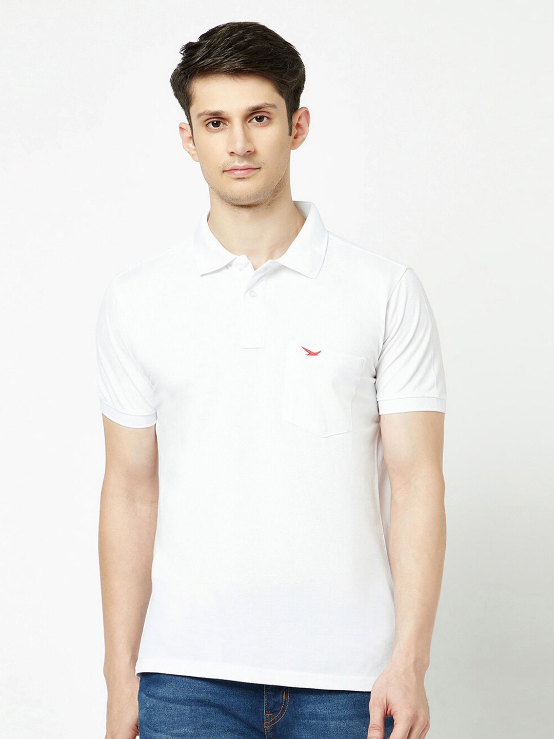 

HiFlyers Polo Collar Short Sleeves Cotton T-shirt, White