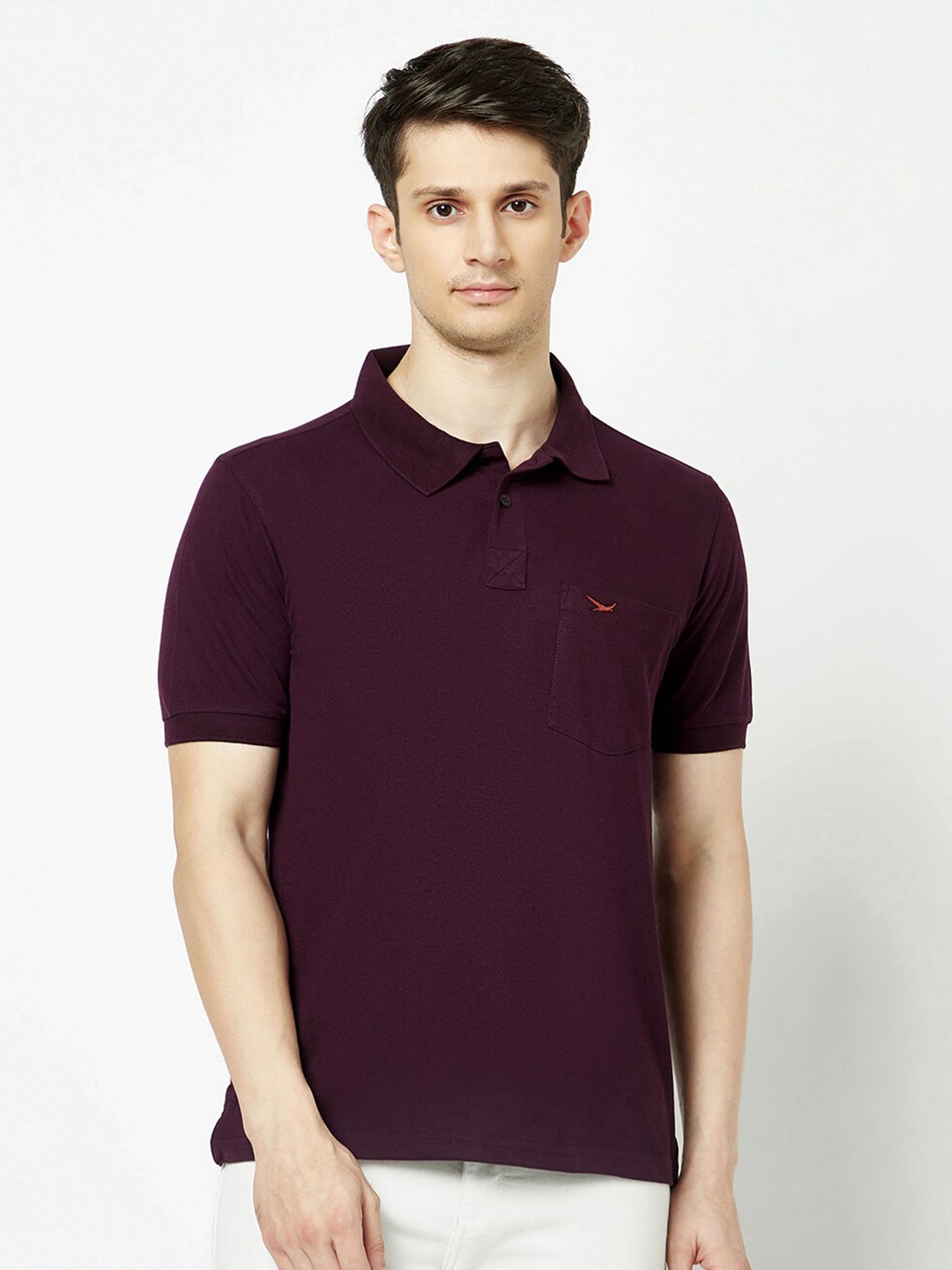 

HiFlyers Polo Collar Short Sleeves Cotton T-shirt, Burgundy