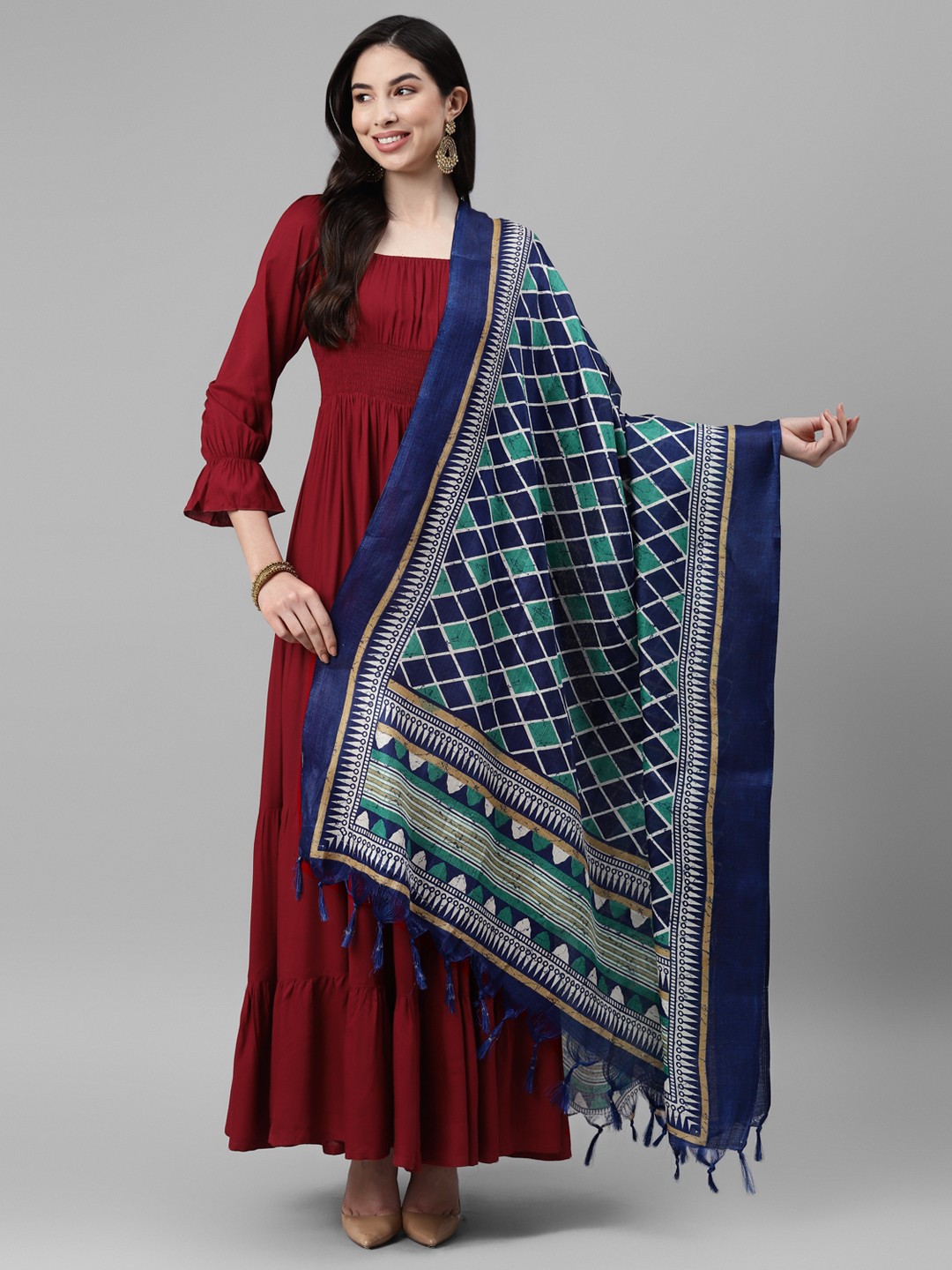 

DEEBACO Geometric Printed Dupatta, Blue