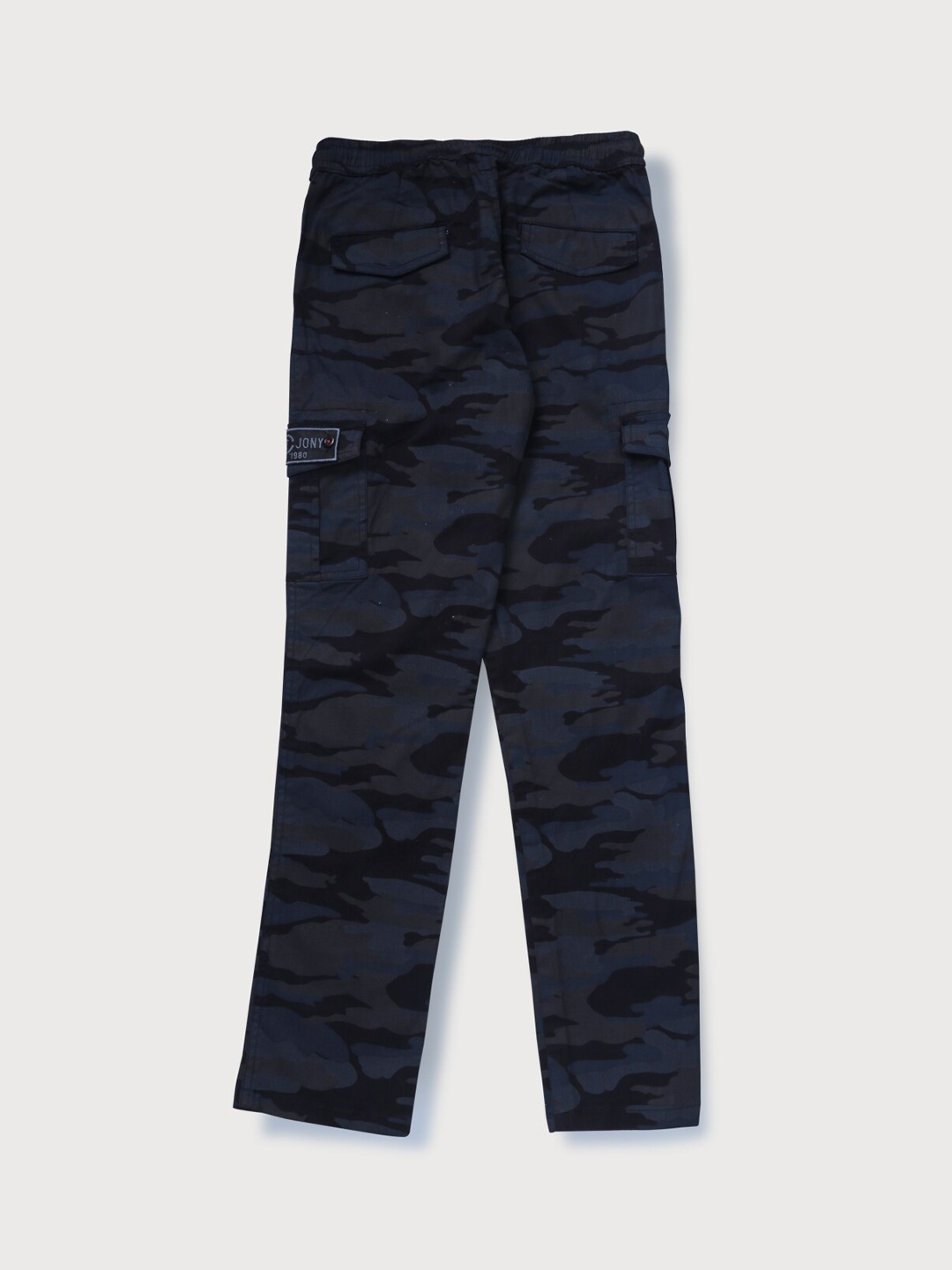 

Gini and Jony Boys Camouflage Printed Mid-Rise Cotton Cargos Trousers, Navy blue