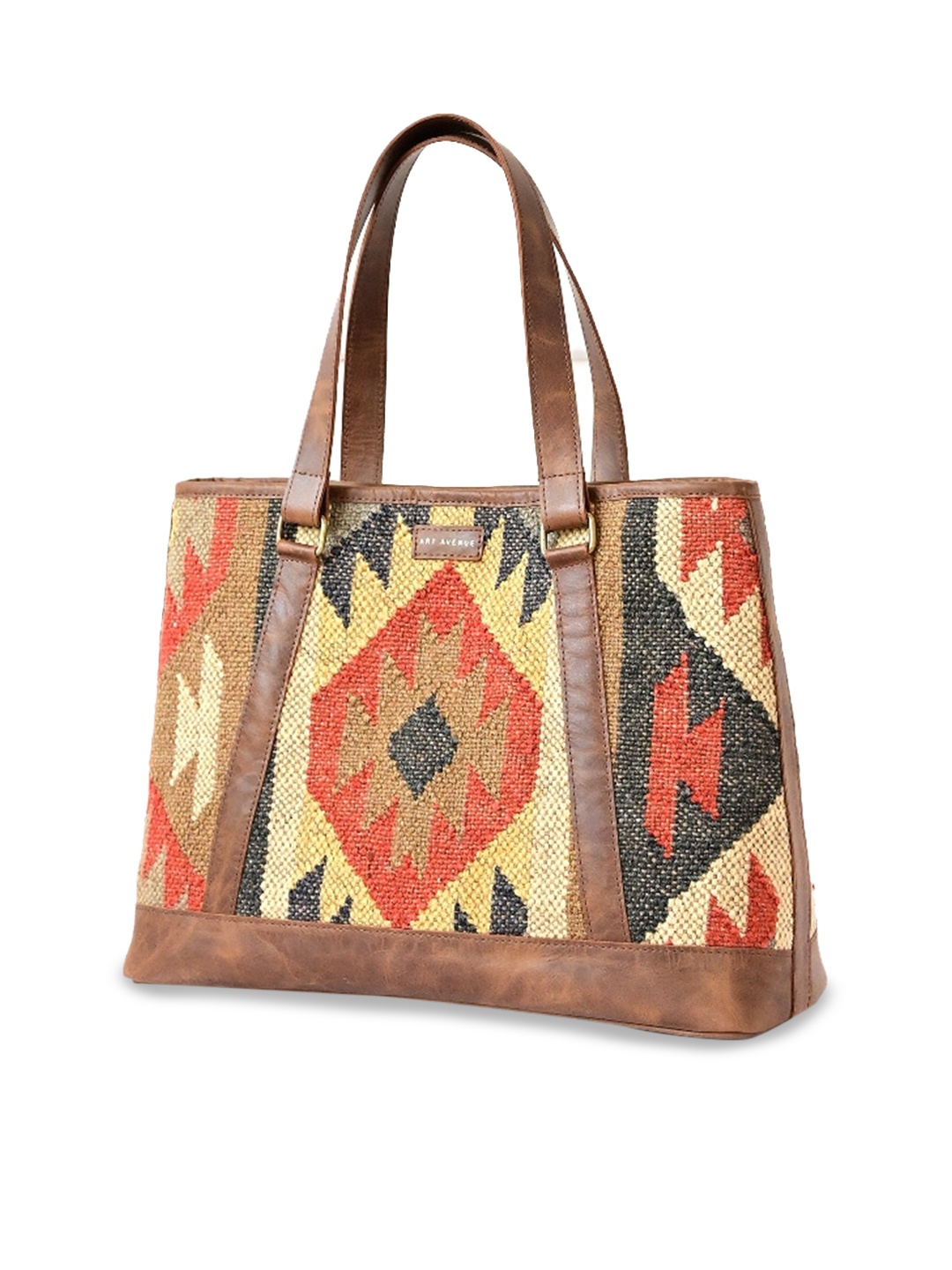 

Art Avenue Ethnic Motifs Printed Structured Tote Bag, Tan