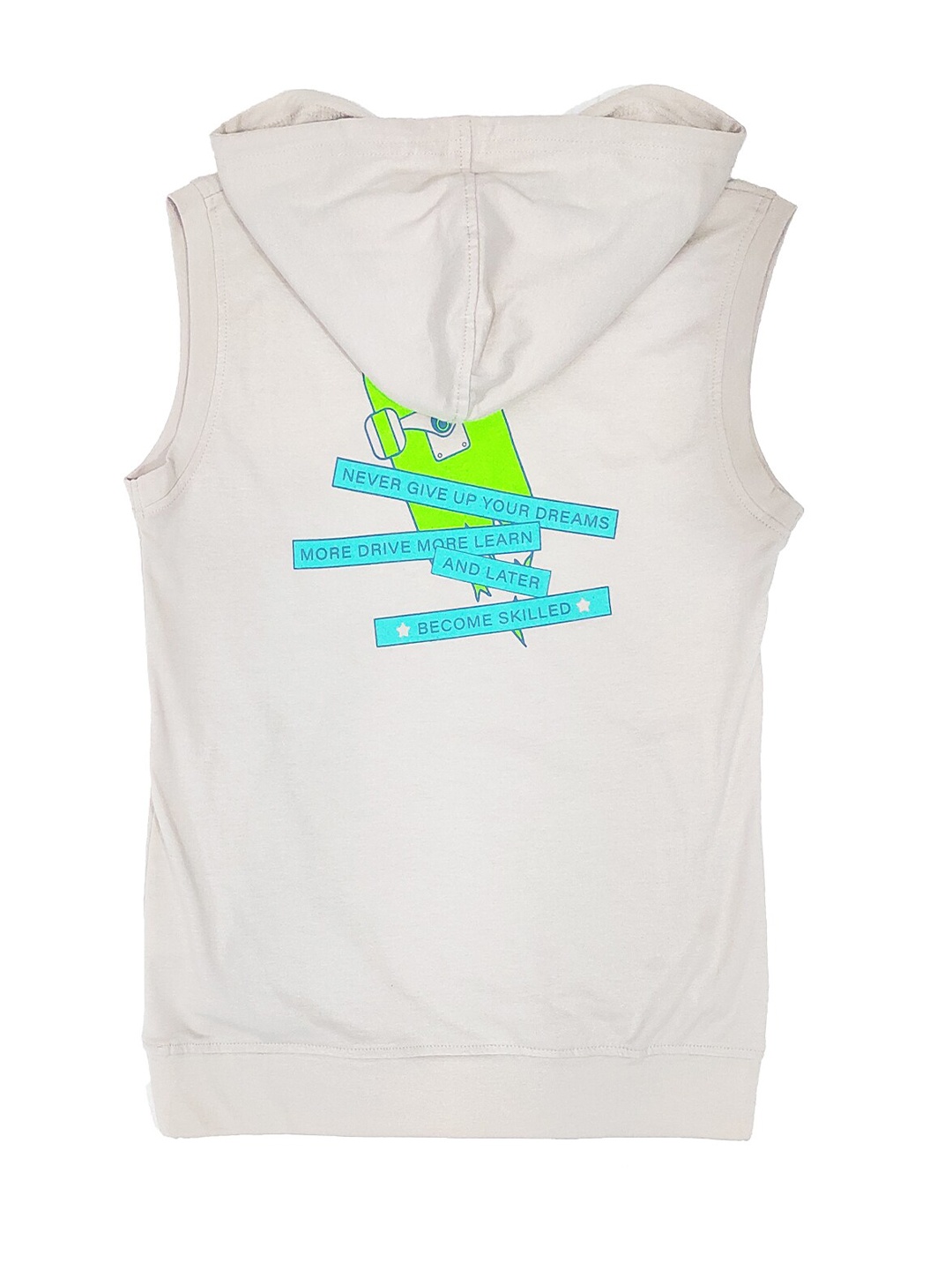 

Gini and Jony Boys Typograpgy Printed Hooded Sleeveless T-shirt, Off white