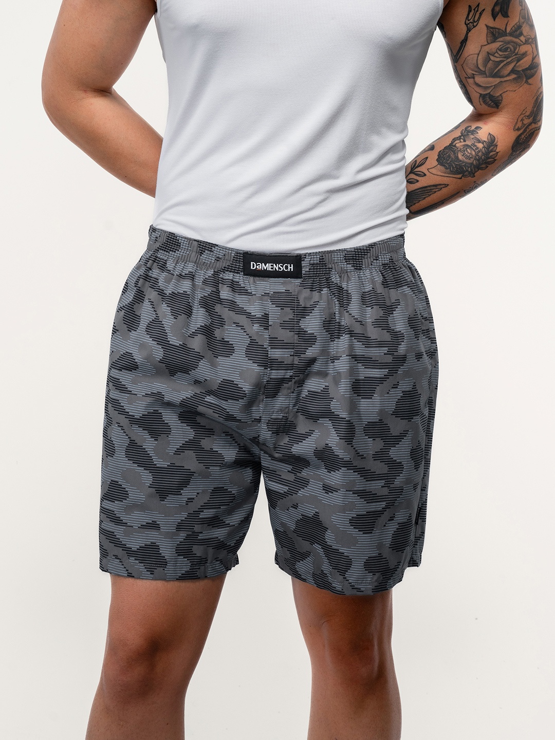 

DAMENSCH Men Breeze Printed Ultra-Light Cotton Regular Fit Boxer Shorts DAM-PRIN-LBX-DCG, Grey