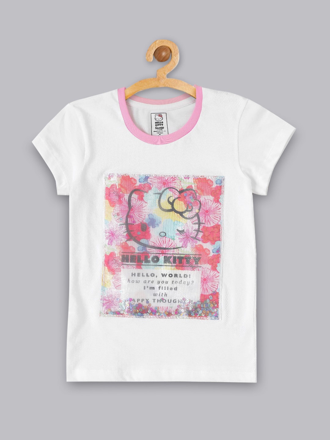 

Kids Ville Girls Hello Kitty Printed Pure-Cotton T-Shirts, White