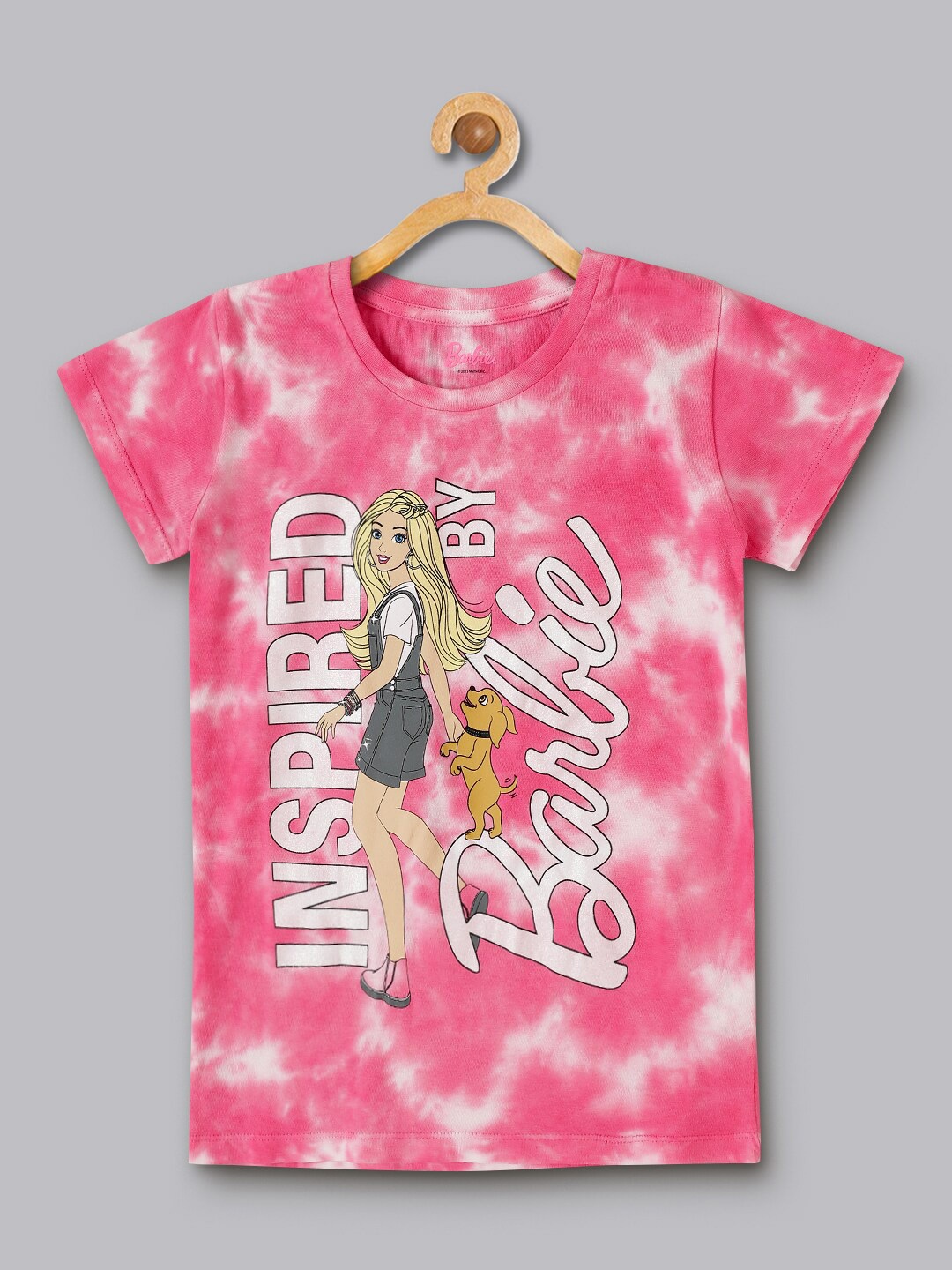 

Kids Ville Girls Barbie Printed Pure Cotton T-Shirt, Pink