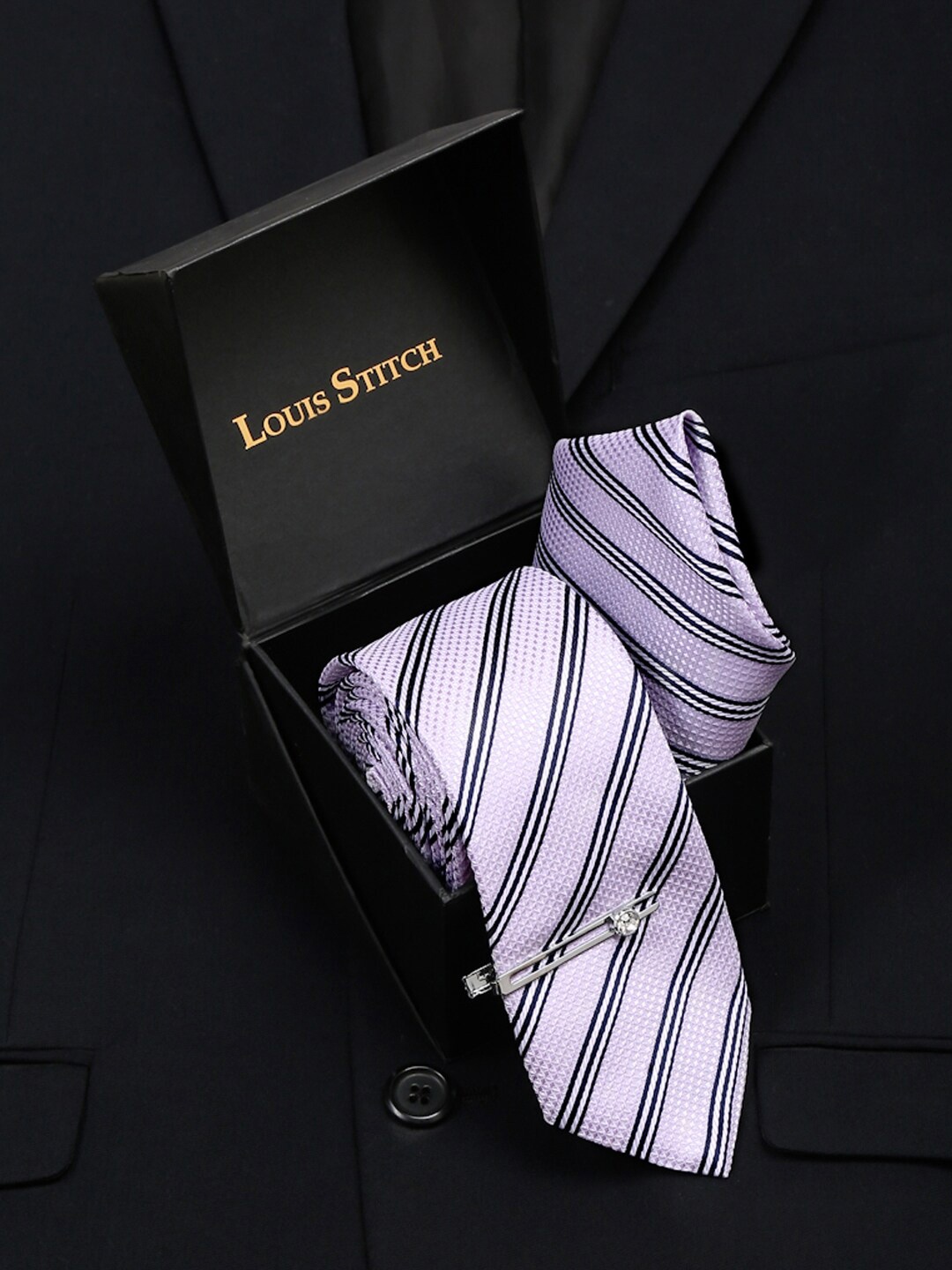 

LOUIS STITCH Men Italian Silk Accessory Gift Set, Purple