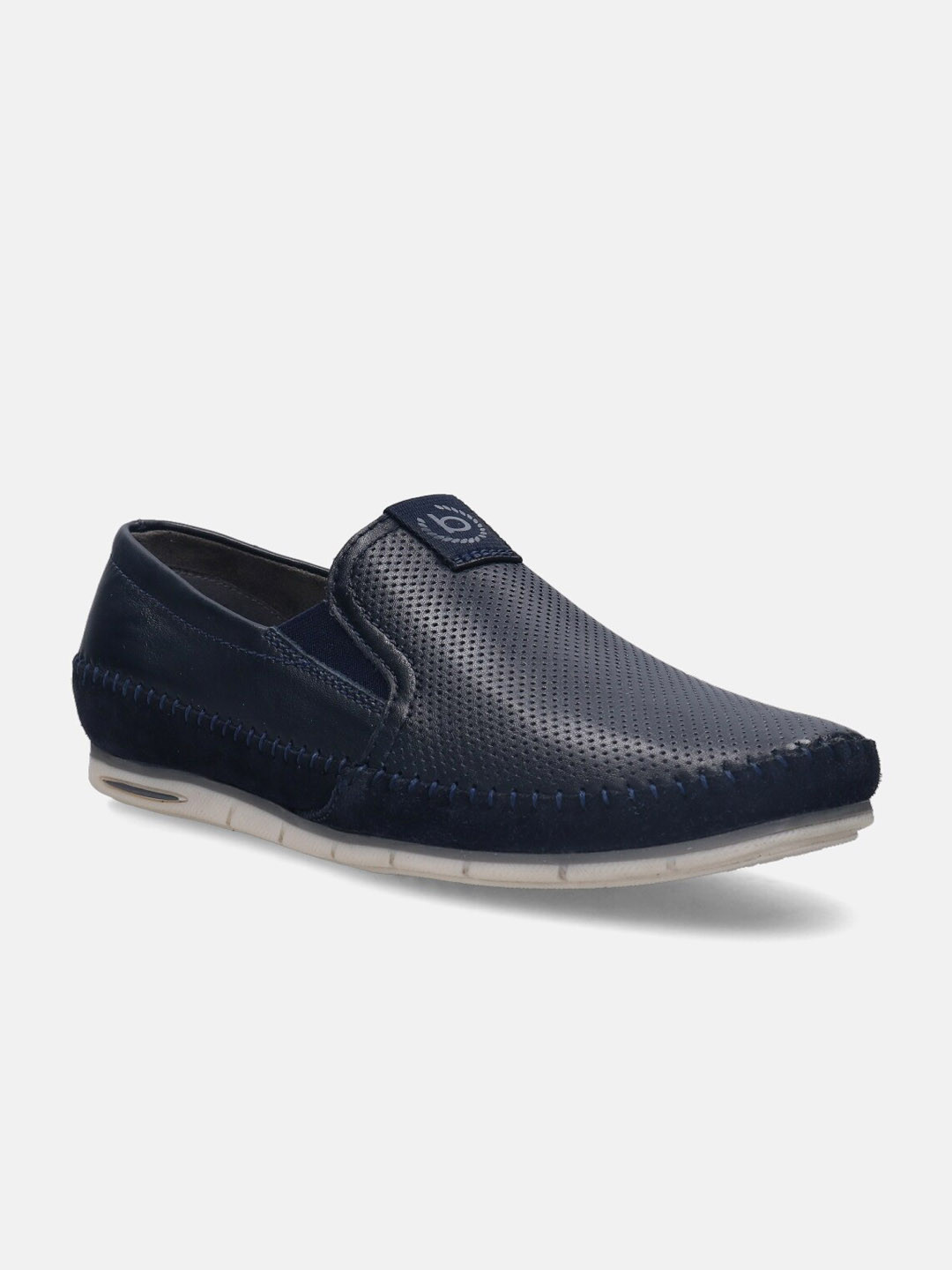 

Bugatti Chesley Men Perforations Comfort Insole Leather Unlined Leather Loafers, Blue