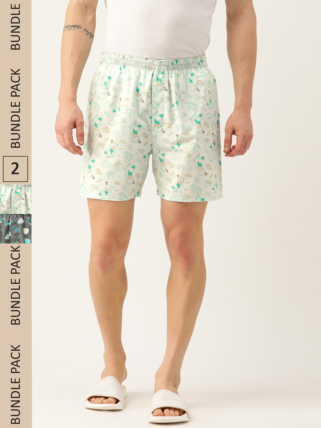 

Kook N Keech Men Pack Of 2 Printed Cotton Boxers- KS22M727, Grey