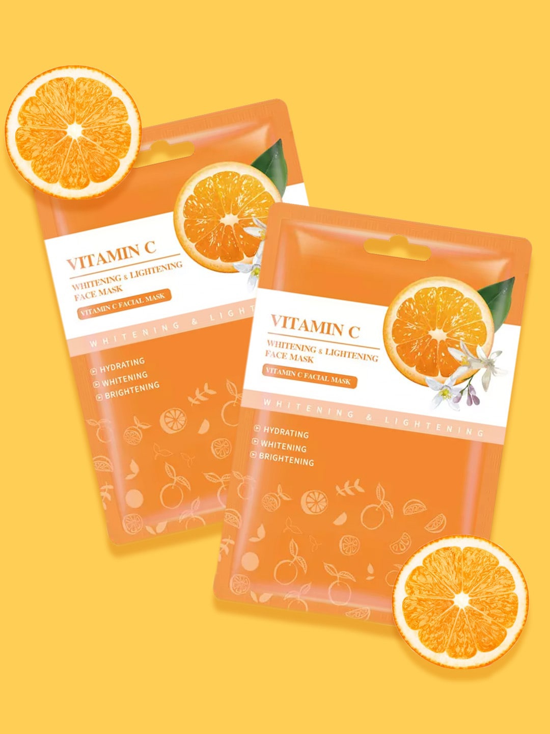 

MATRA Set Of 2 Vitamin C Brightening Facial Serum Sheet Mask - 25ml Each, Orange