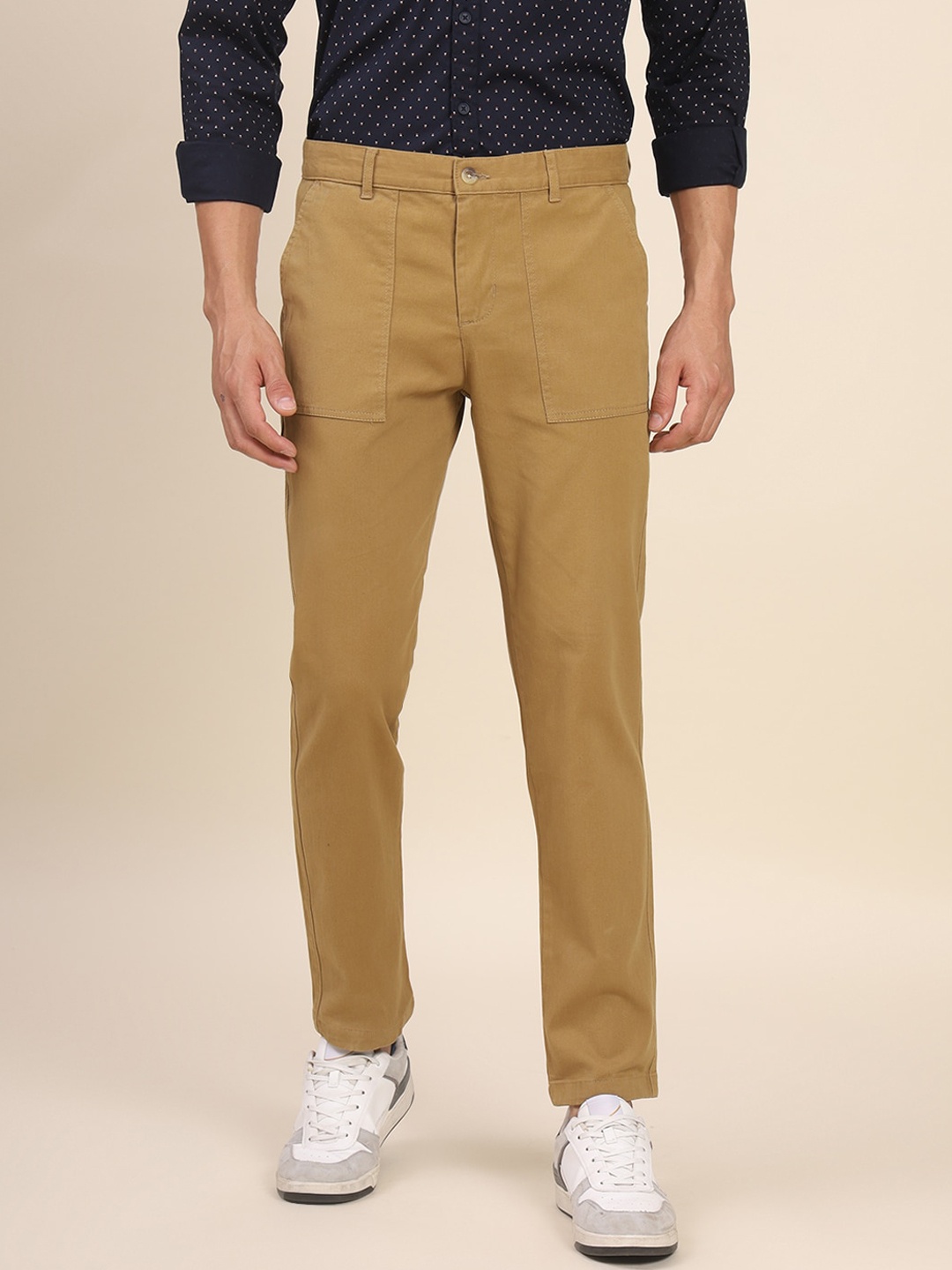 

Dennis Lingo Men Mid-Rise Comfort Slim Fit Chinos Trouser, Khaki