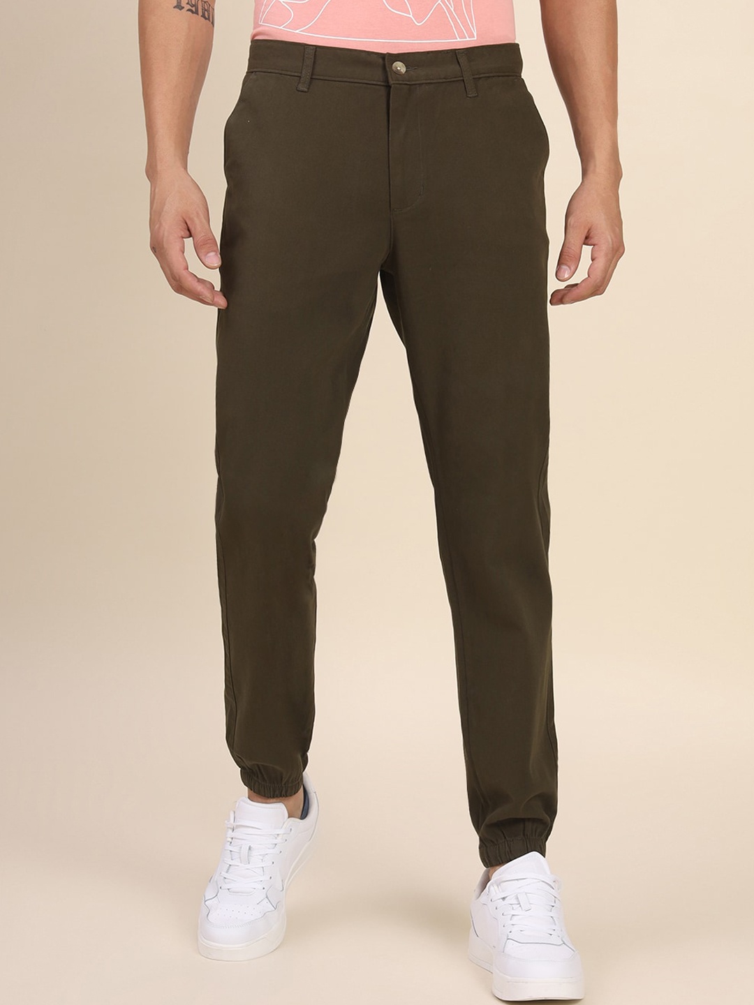 

Dennis Lingo Men Mid-Rise Comfort Slim Fit Jogger, Brown