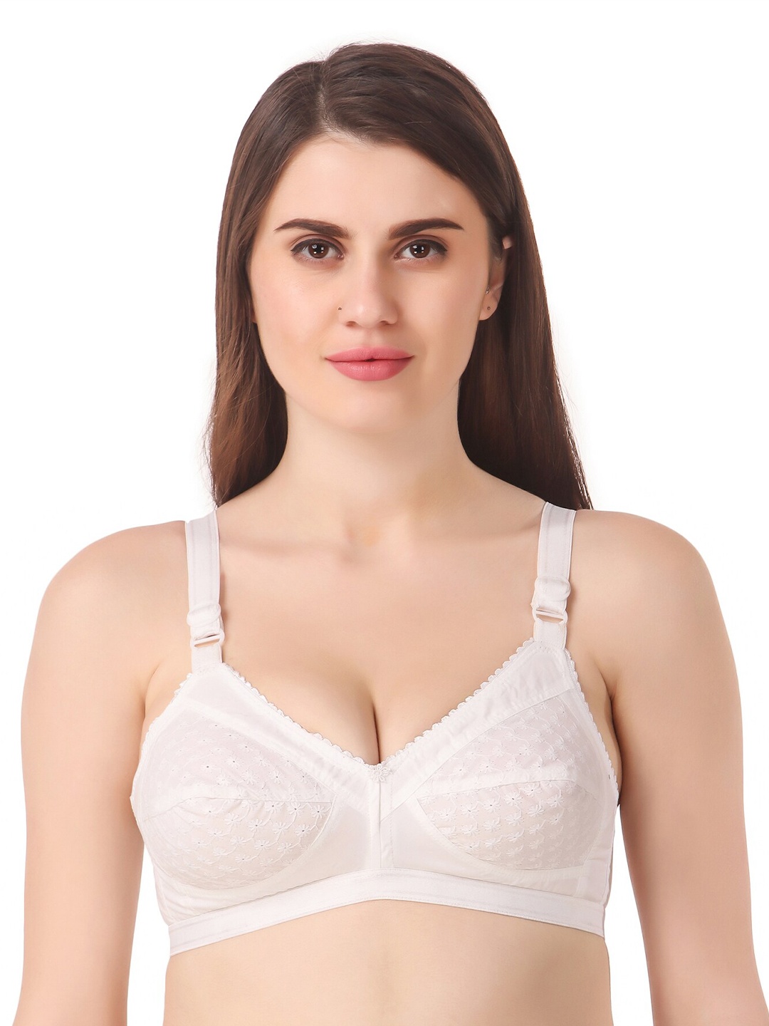 

Piylu Medium Coverage All Day Comfort Cotton Everyday Bra, White