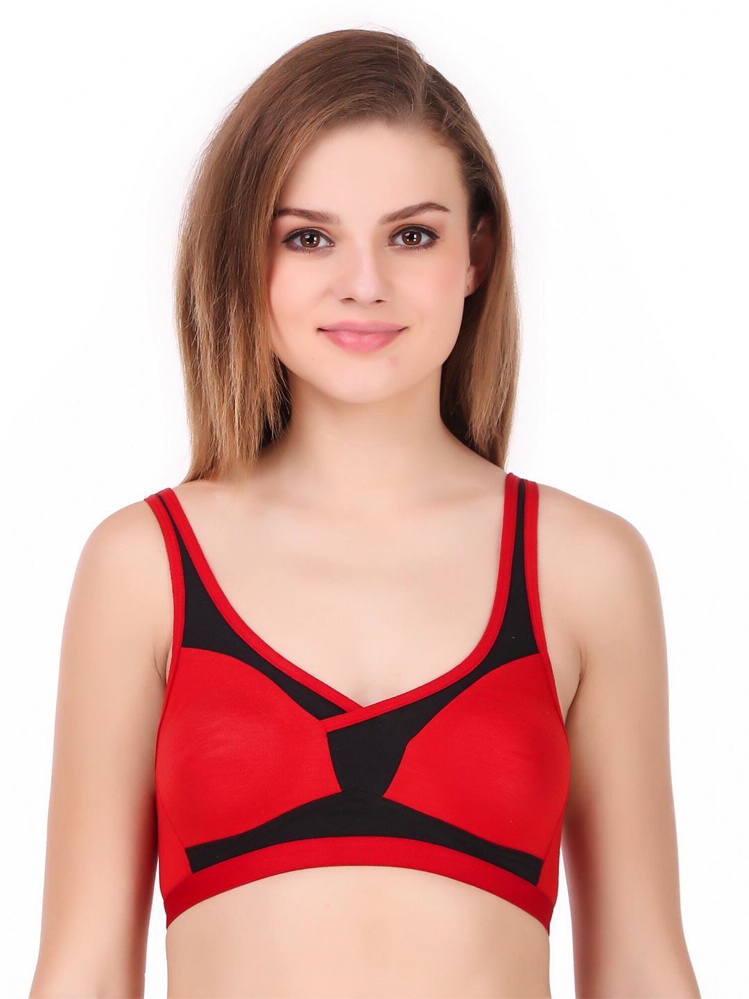 

Piylu Colourblocked Medium Coverage All Day Comfort T-shirt Bra, Red