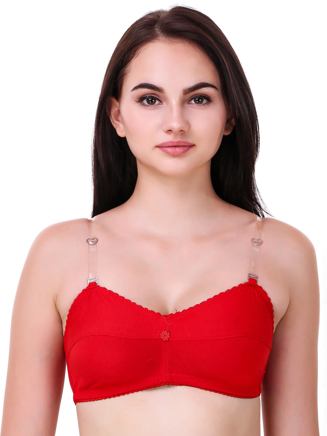 

Piylu Medium Coverage All Day Comfort Cotton Everyday Bra, Red