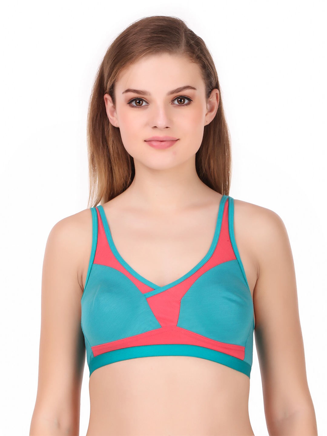 

Piylu Colourblocked Medium Coverage All Day Comfort Cotton T-shirt Bra, Green