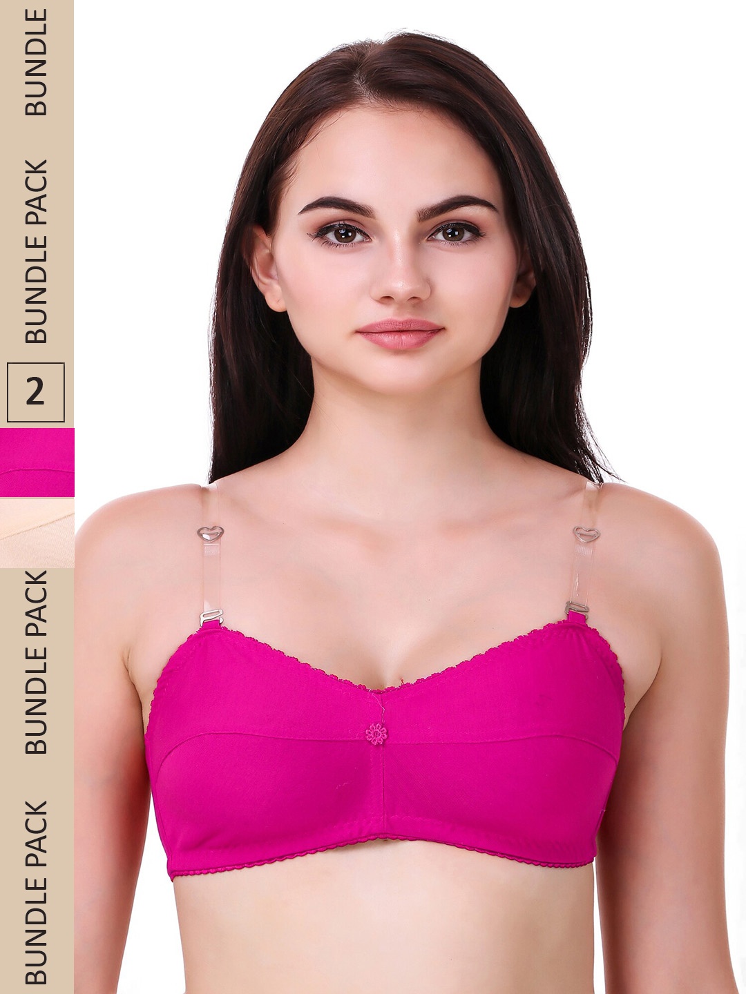 

Piylu Pack Of 2 Medium Coverage All Comfort Cotton Everyday Bra, Magenta